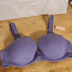 Dobreva Water Lily Purple Lightly Padded Plunge Bra Underwire Size 40D